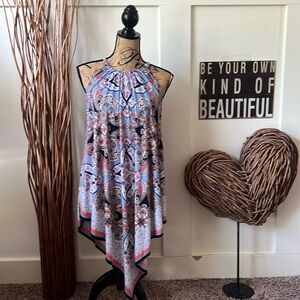Cato Sleeveless Patterned Scarf Hem Top